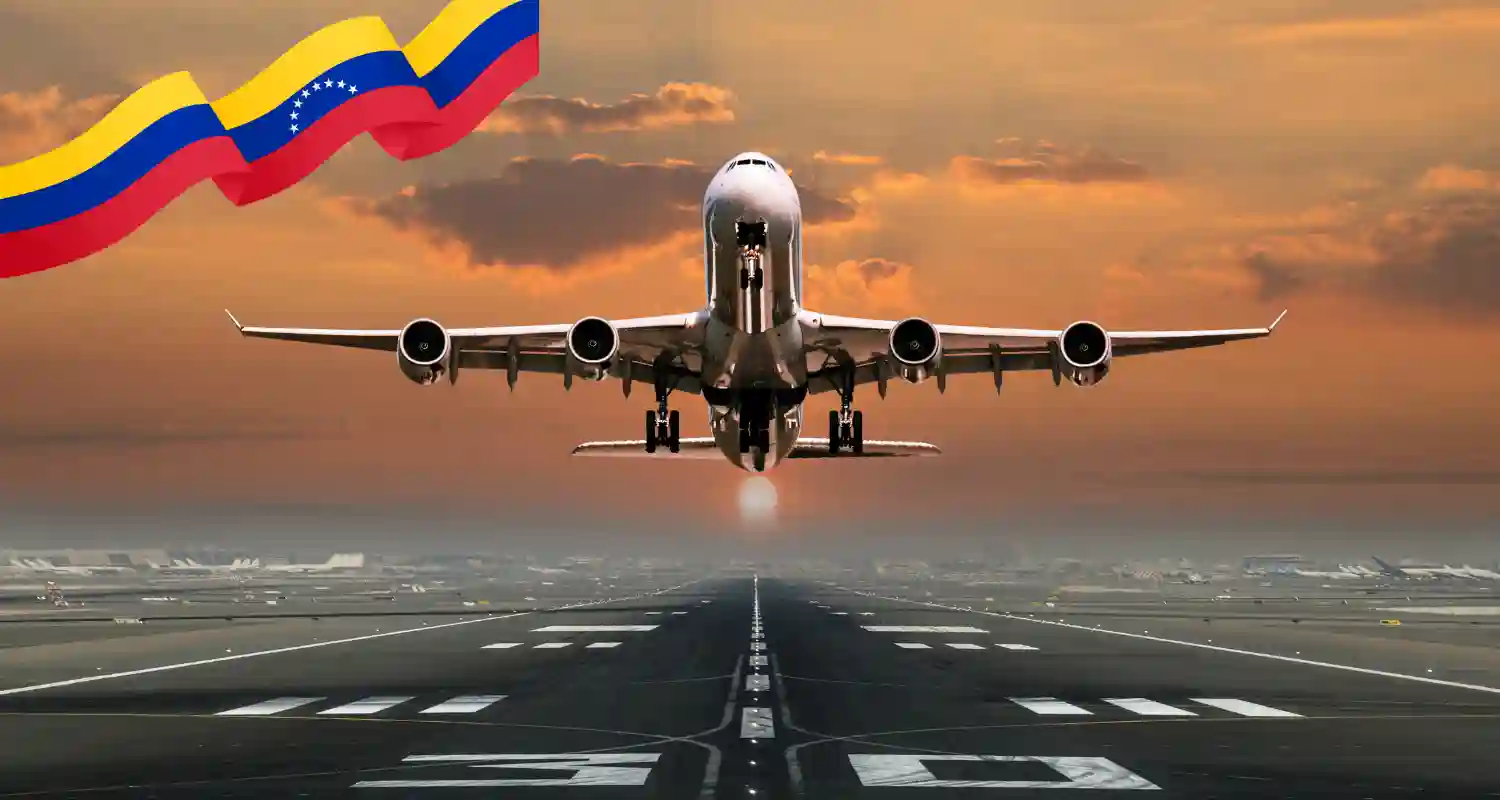 Avion de carga aterrizando en Venezuela que lleva muchos paquetes y carga a Venezuela Envíos aéreos llegan rápido y luego de aterrizar en Venezuela